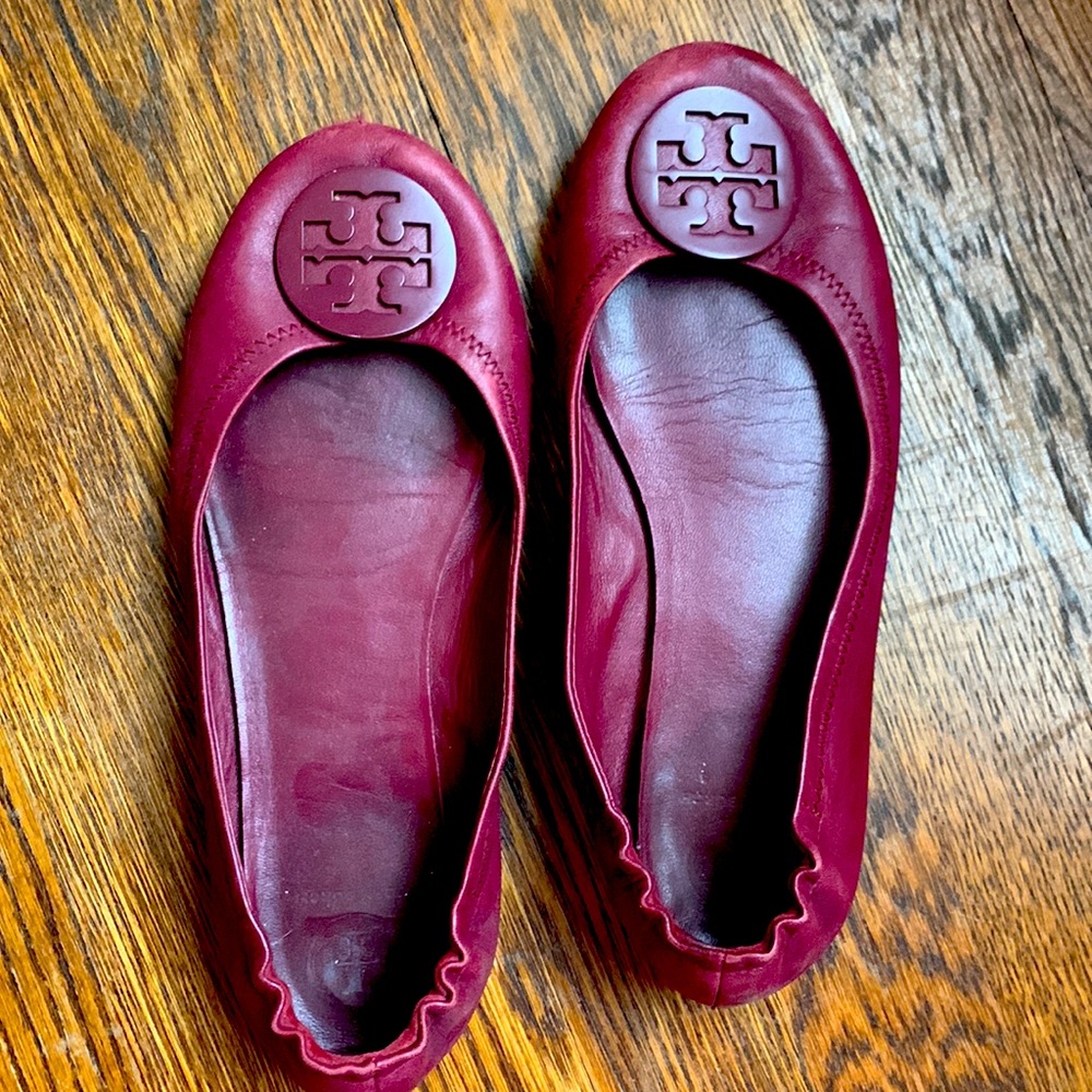 Maroon Tory Burch Flats